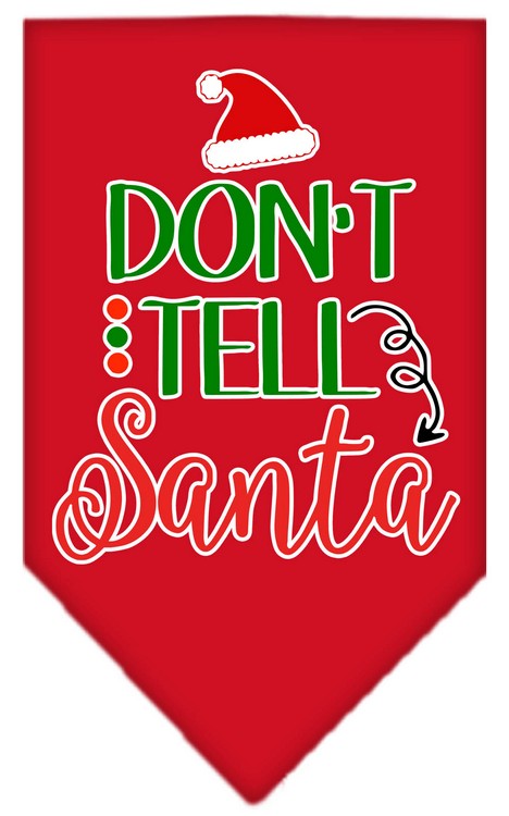 Don't Tell Santa Screen Print Bandana Red Large